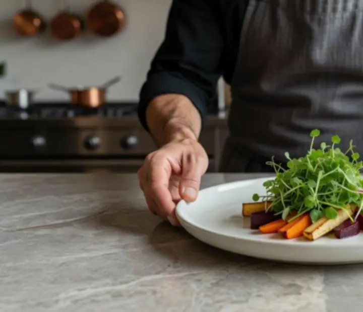 Chef asztal szezonális terítéssel és modern eco-bisztró hangulattal